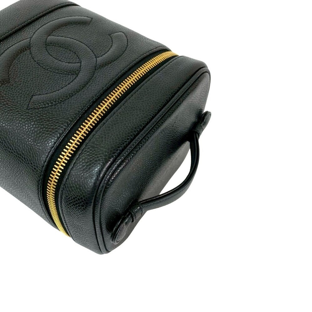 CHANEL Black Caviar Leather Logo Vanity Bag - Picture 4 of 9
